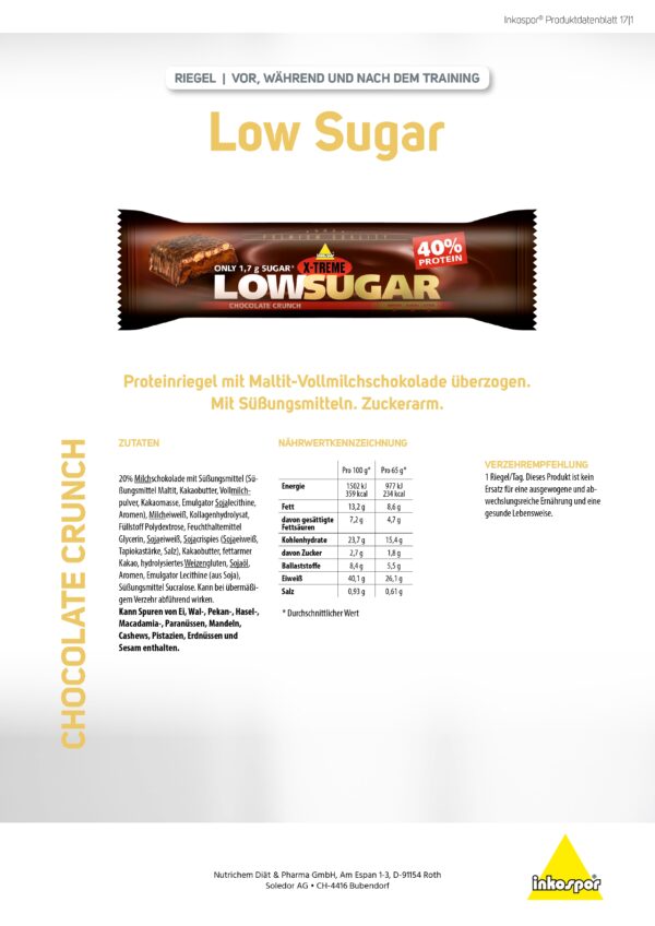Produktbild X-TREME Low Sugar-Riegel Chocolate-Crunch, 24 x 65 g